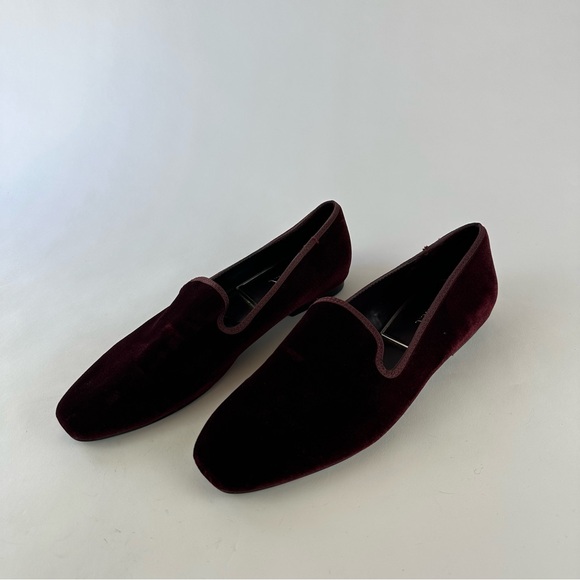 Zara burgundy velvet flat low heel smoking driving loafers 40/9 - Picture 3 of 7
